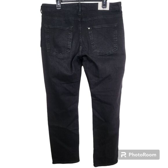 NEW H&M No. 2 Regular Fit Stretch Whiskered Front Ashy Black Jeans 38x32 - Picture 2 of 7